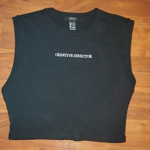 Black cropped sleeveless sweater